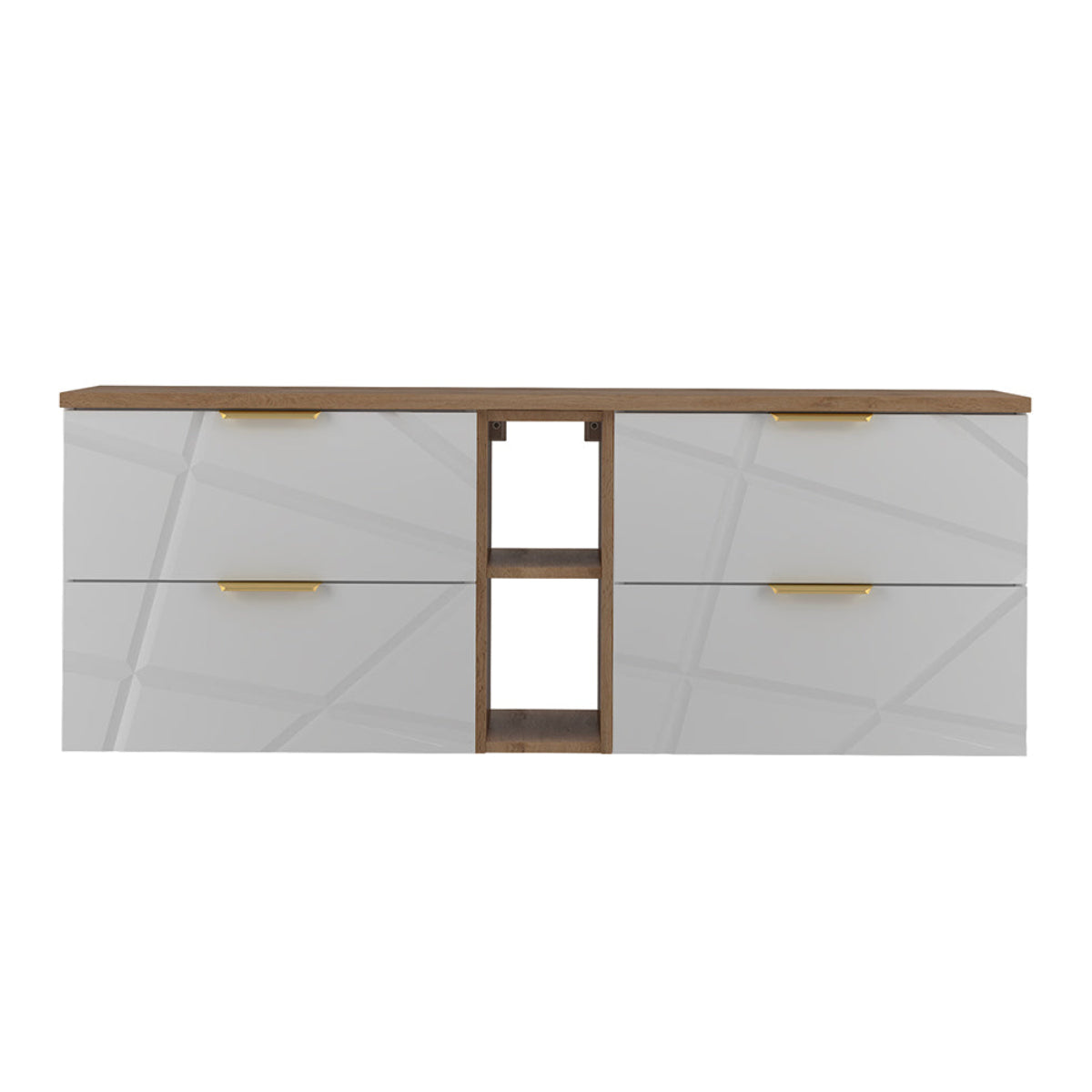 Meuble sous-vasque 140cm 2 niches plan de toilette Aurora Blanc et Bois - vue 3
