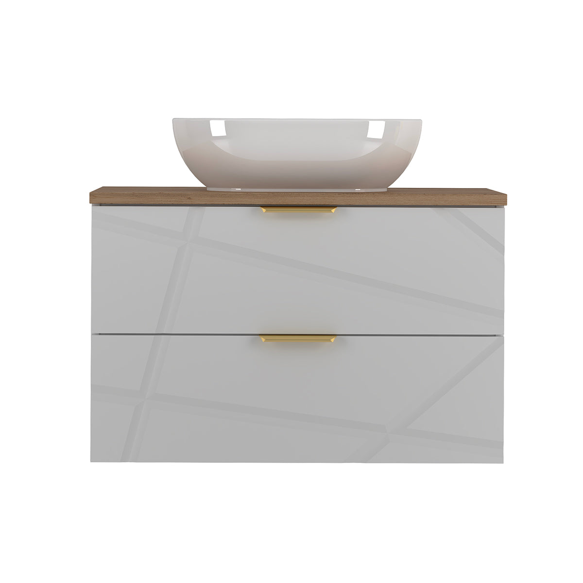 Meuble simple vasque 80cm Aurora Blanc et Bois - vue 3