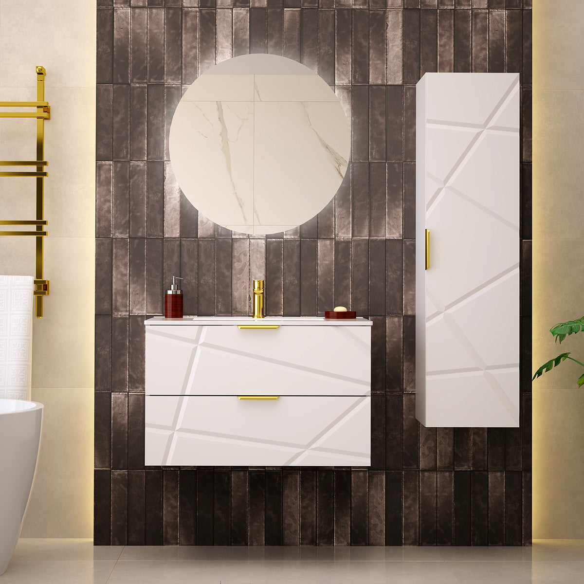 Meuble sous-vasque 80cm Aurora Blanc - vue 5
