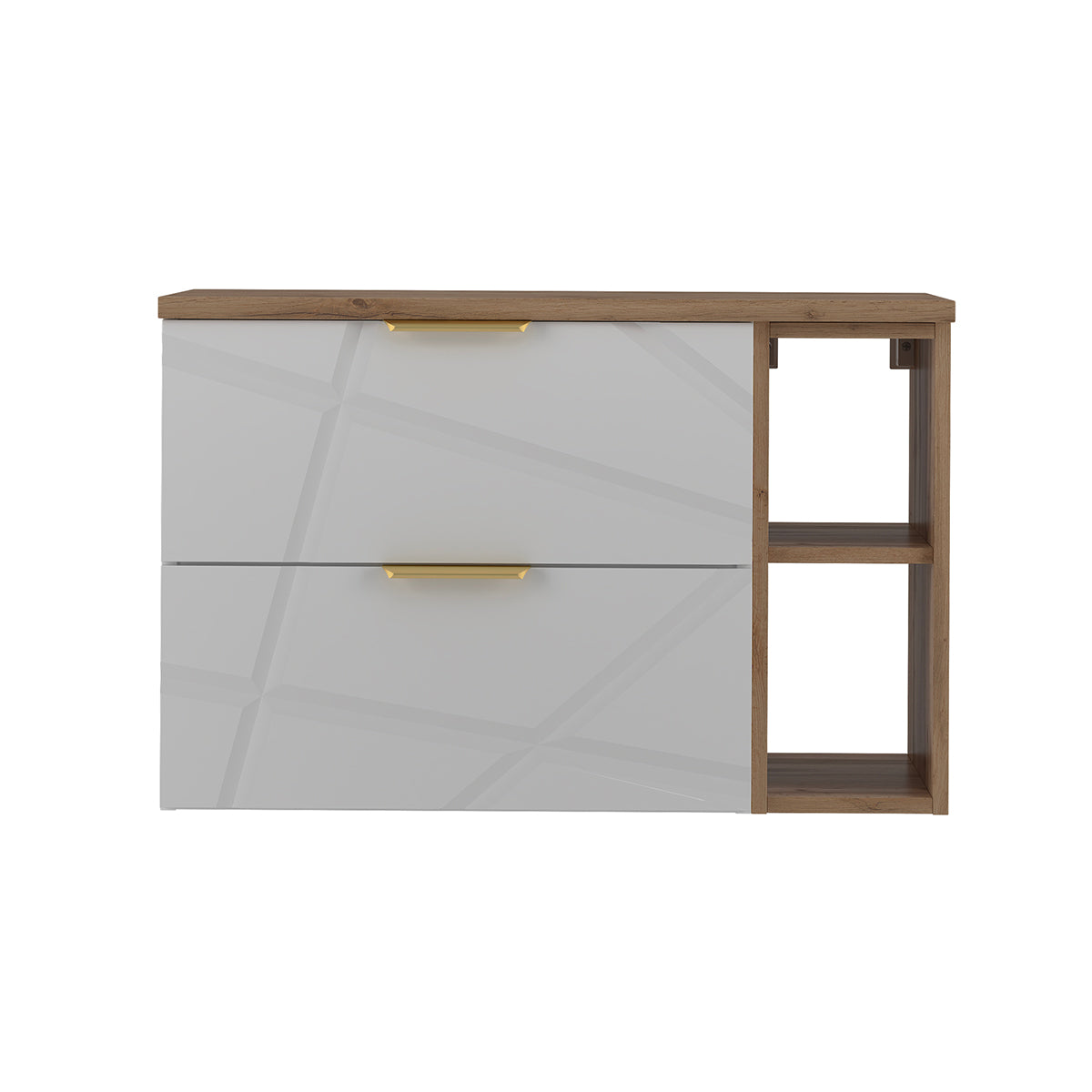Meuble sous-vasque 80cm 2 niches plan de toilette Aurora Blanc et Bois - vue 3