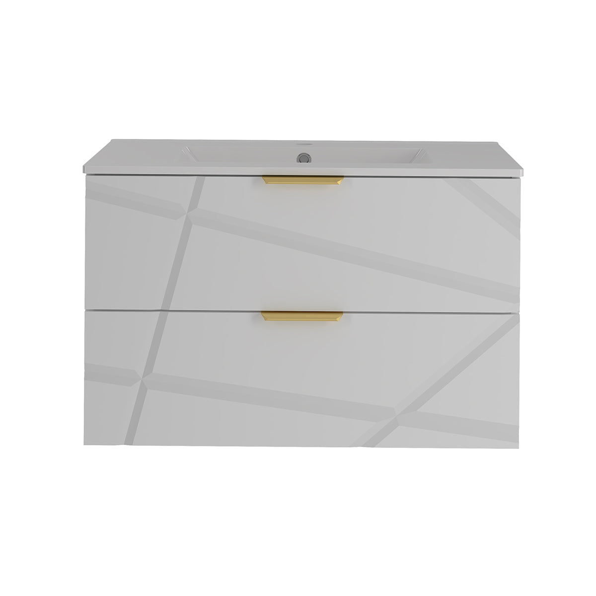 Meuble simple vasque encastrée 80cm Aurora Blanc - vue 3