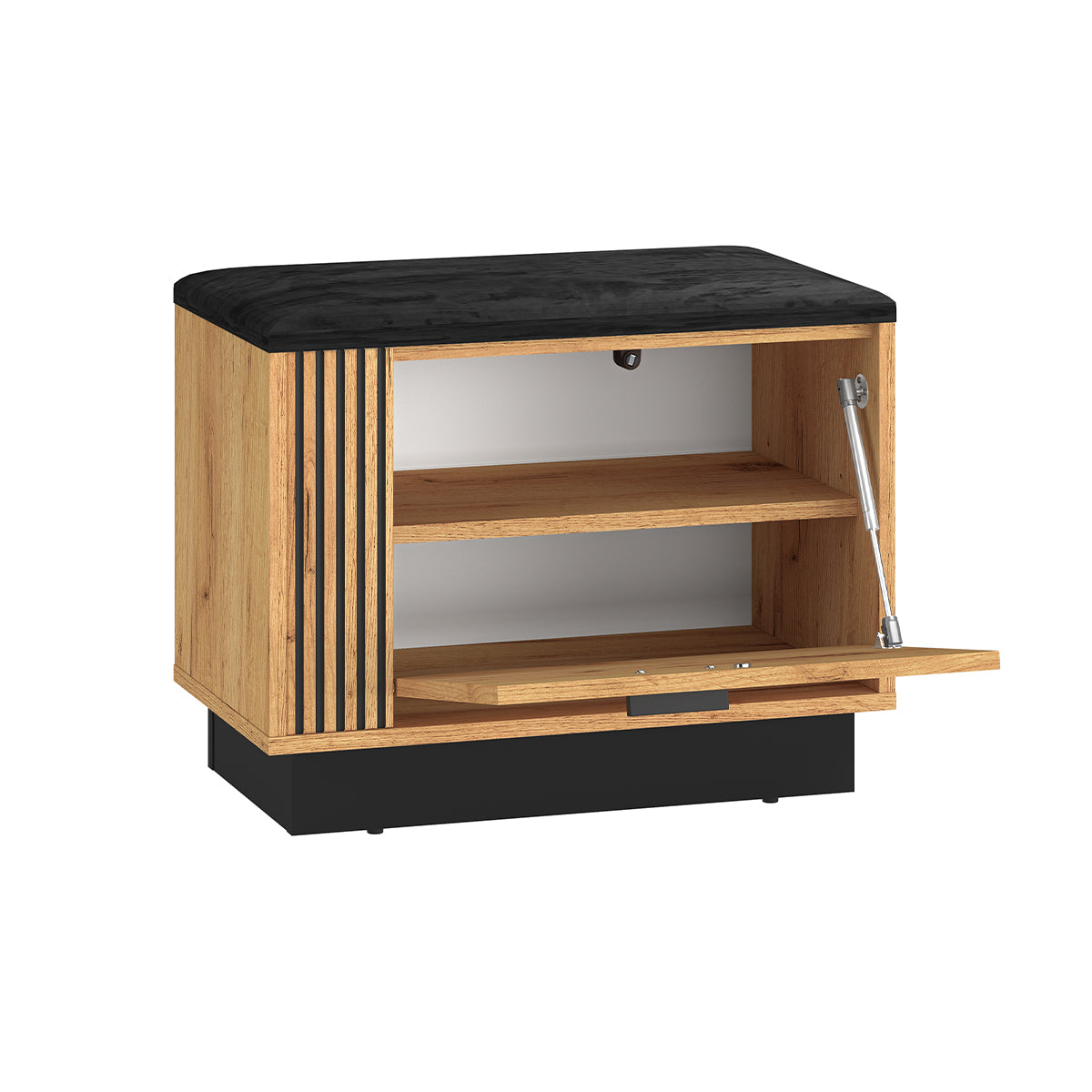 Banc meuble à chaussures 1 porte Nilo Bois - vue 2