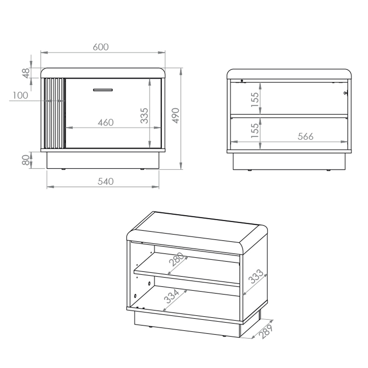 Banc meuble à chaussures 1 porte Nilo Bois - vue 5