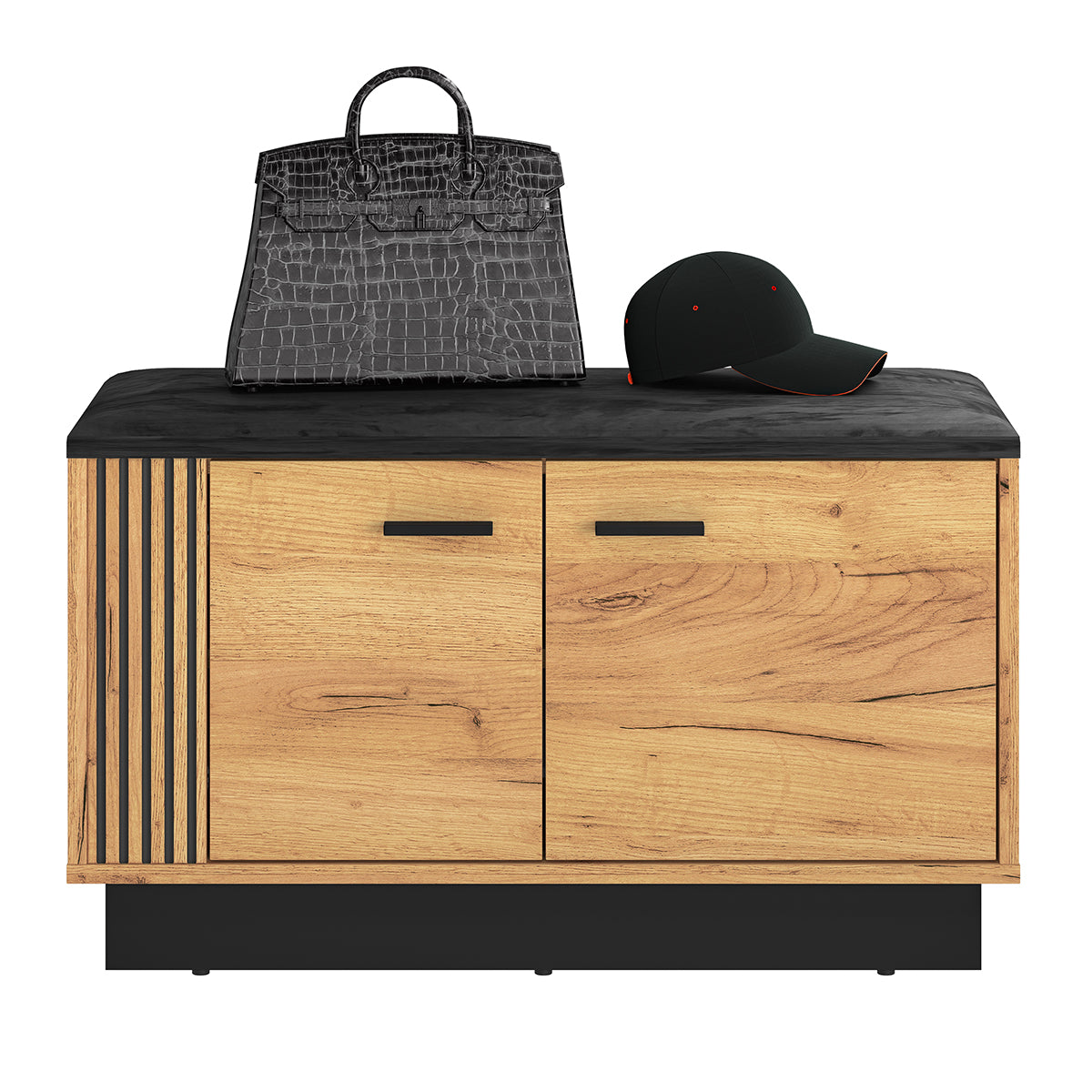Banc meuble à chaussures 2 portes Nilo Bois - vue 5