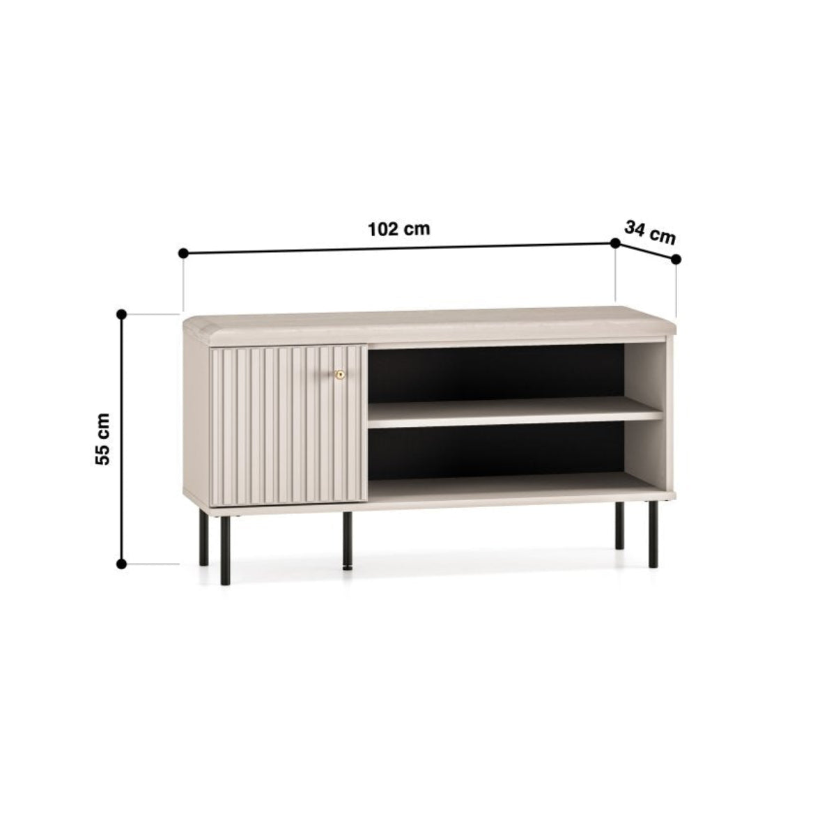 Banc meuble à chaussures 1 porte Nova Cachemire - vue 10