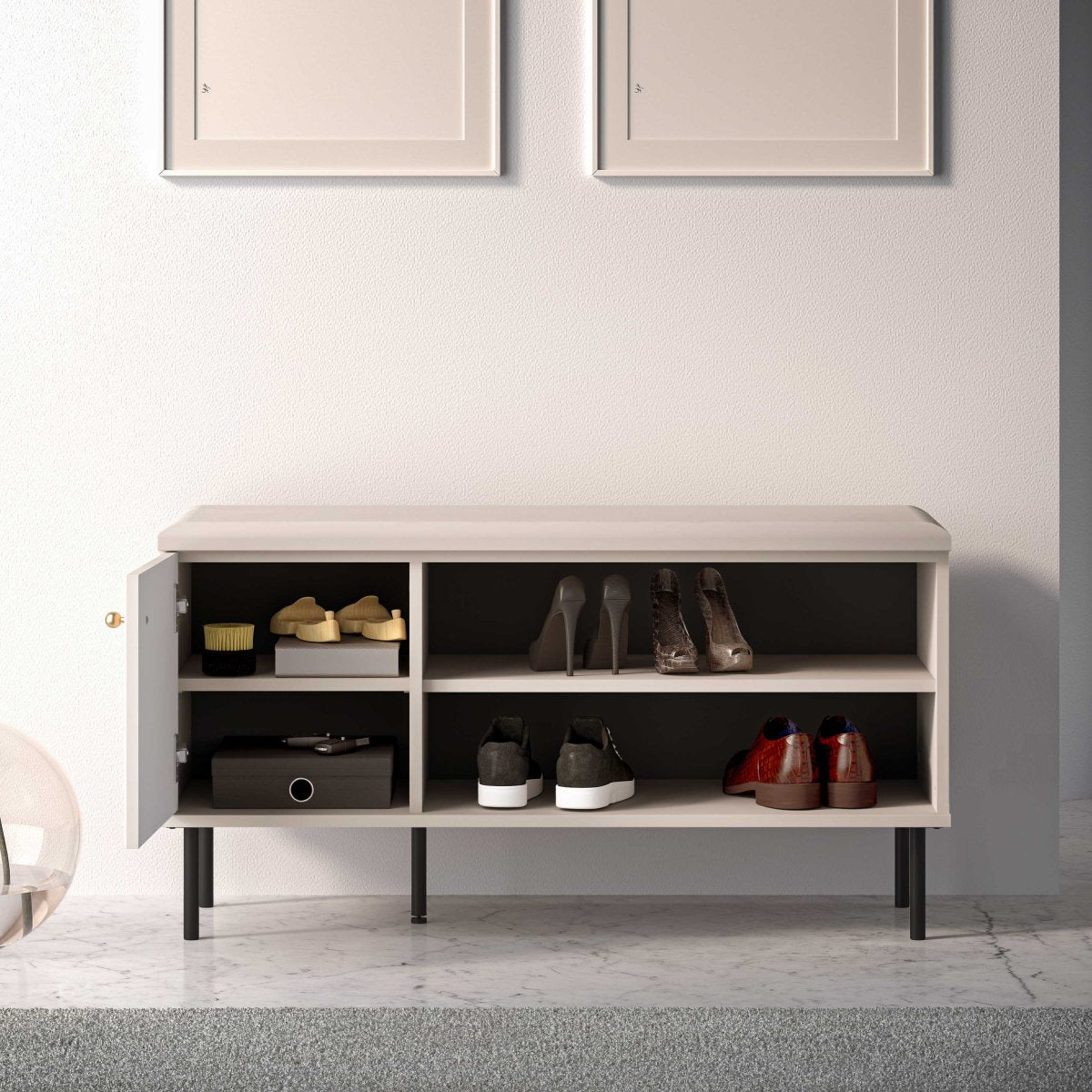 Banc meuble à chaussures 1 porte Nova Cachemire - vue 4