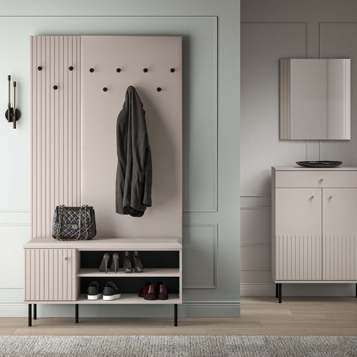 Banc meuble à chaussures 1 porte Nova Cachemire - vue 5