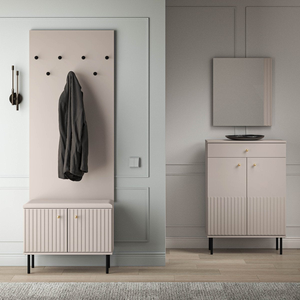 Banc meuble à chaussures 2 portes Nova Cachemire - vue 5