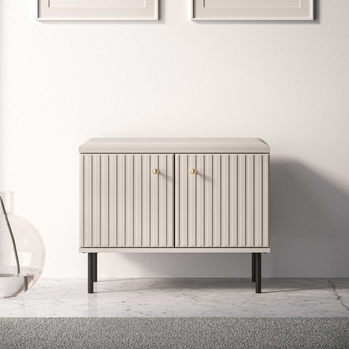 Banc meuble à chaussures 2 portes Nova Cachemire - vue 2