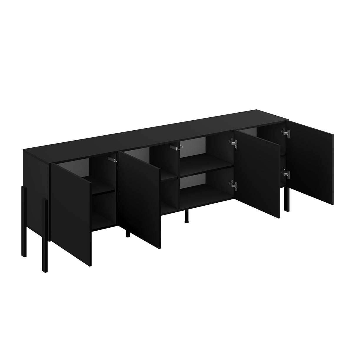Meuble TV 4 portes 200 cm Bérénice Noir - vue 5