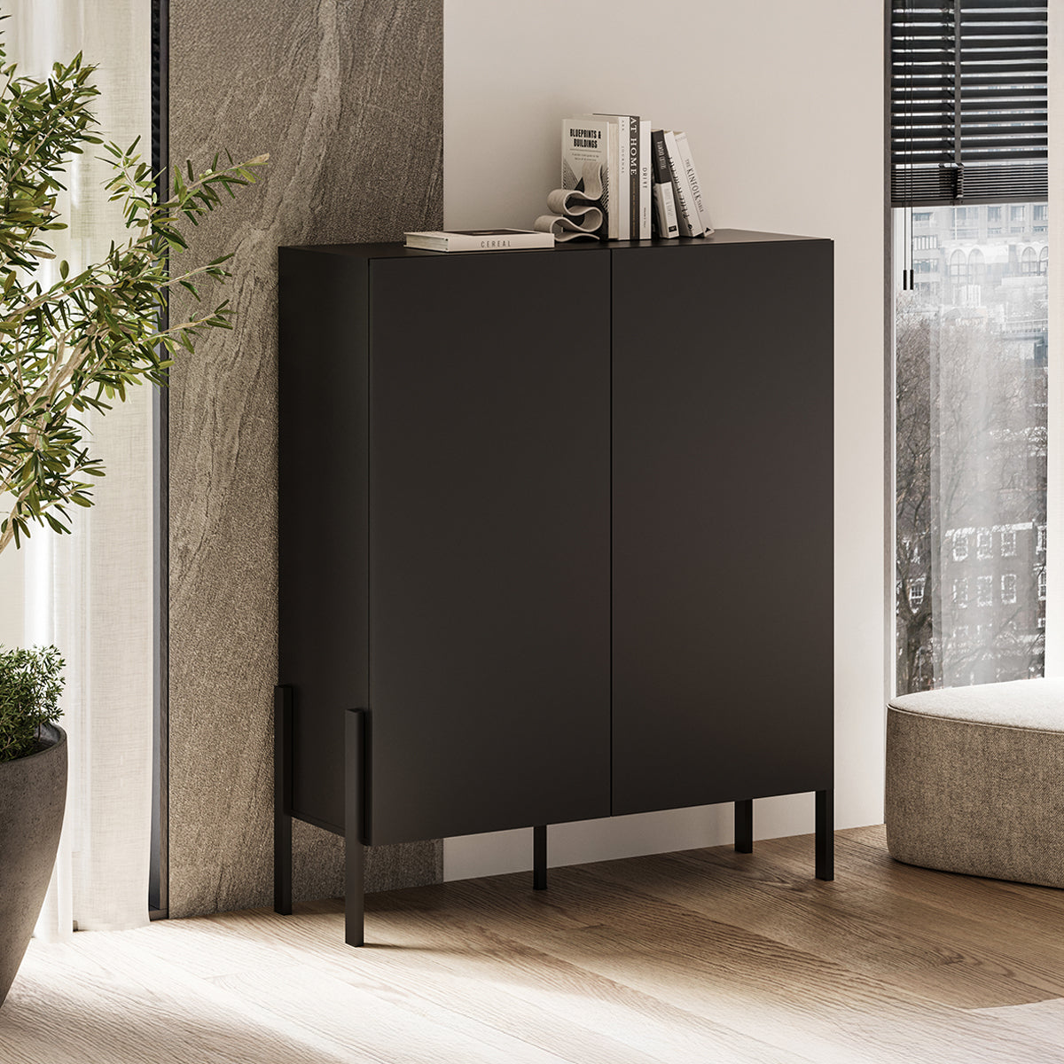 Buffet haut 2 portes Bérénice Noir - vue 2