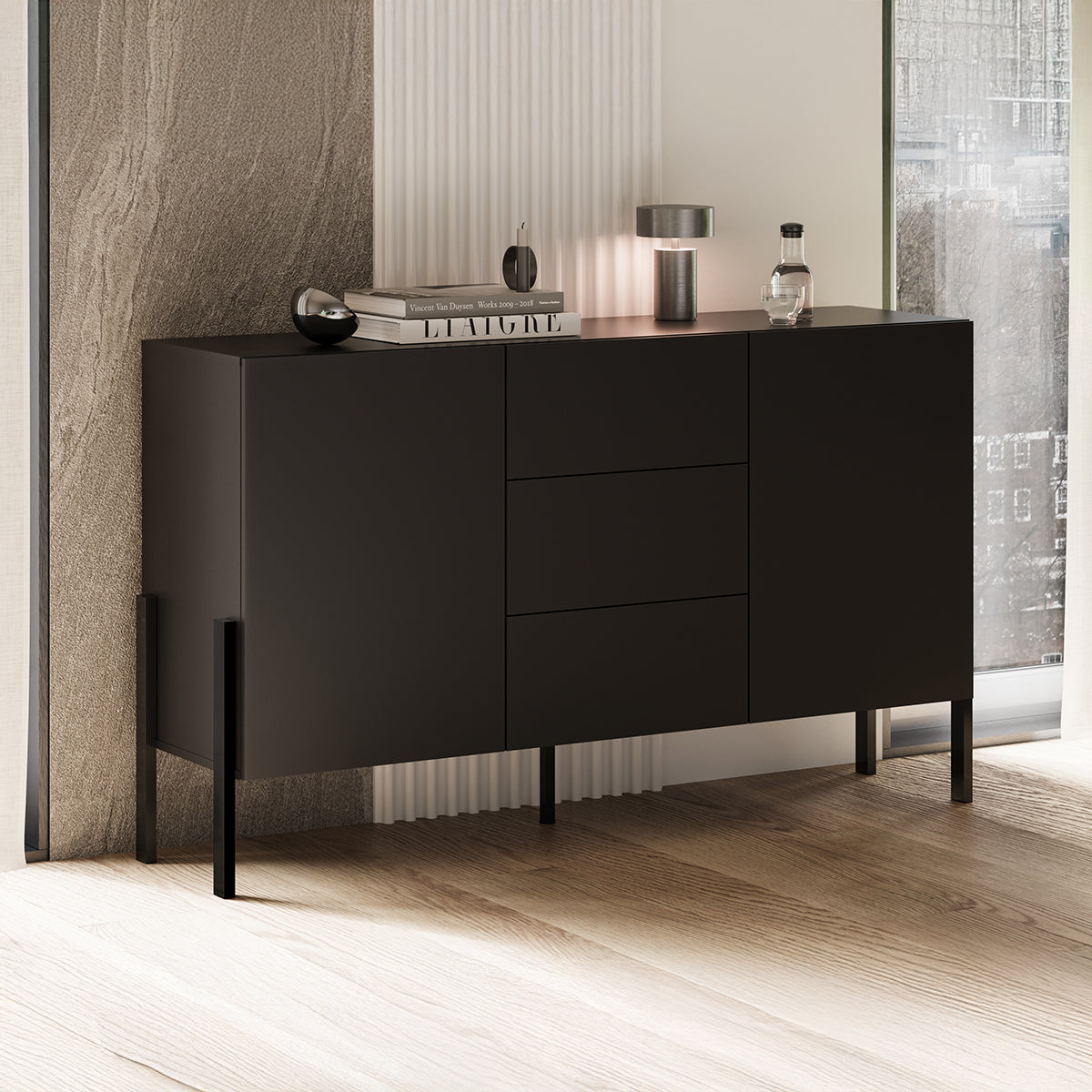 Buffet 2 portes 3 tiroirs Bérénice Noir - vue 2