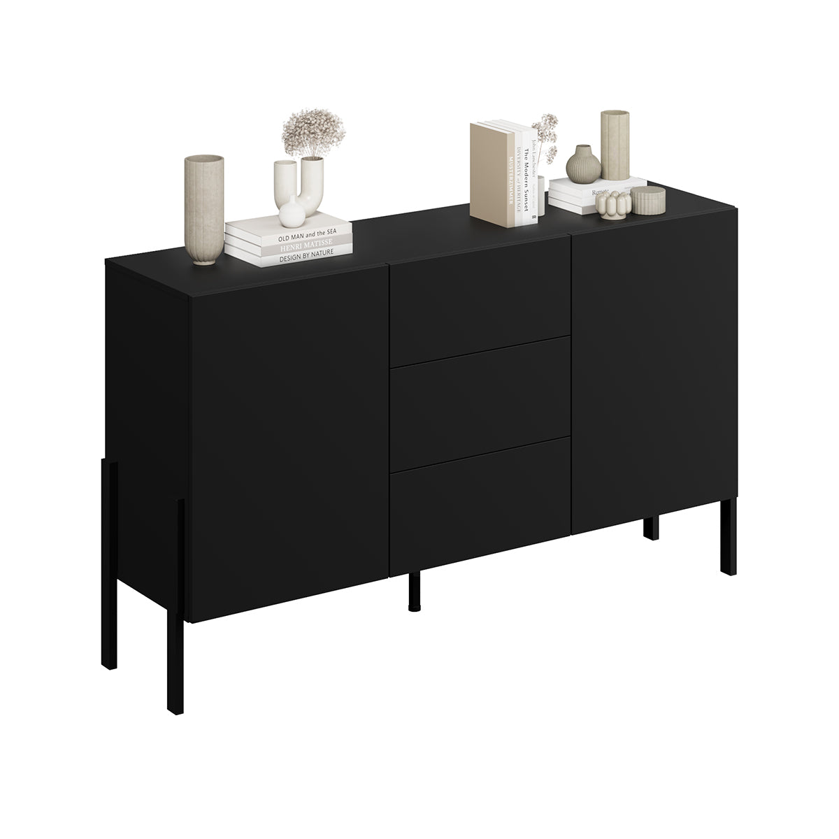 Buffet 2 portes 3 tiroirs Bérénice Noir - vue 6
