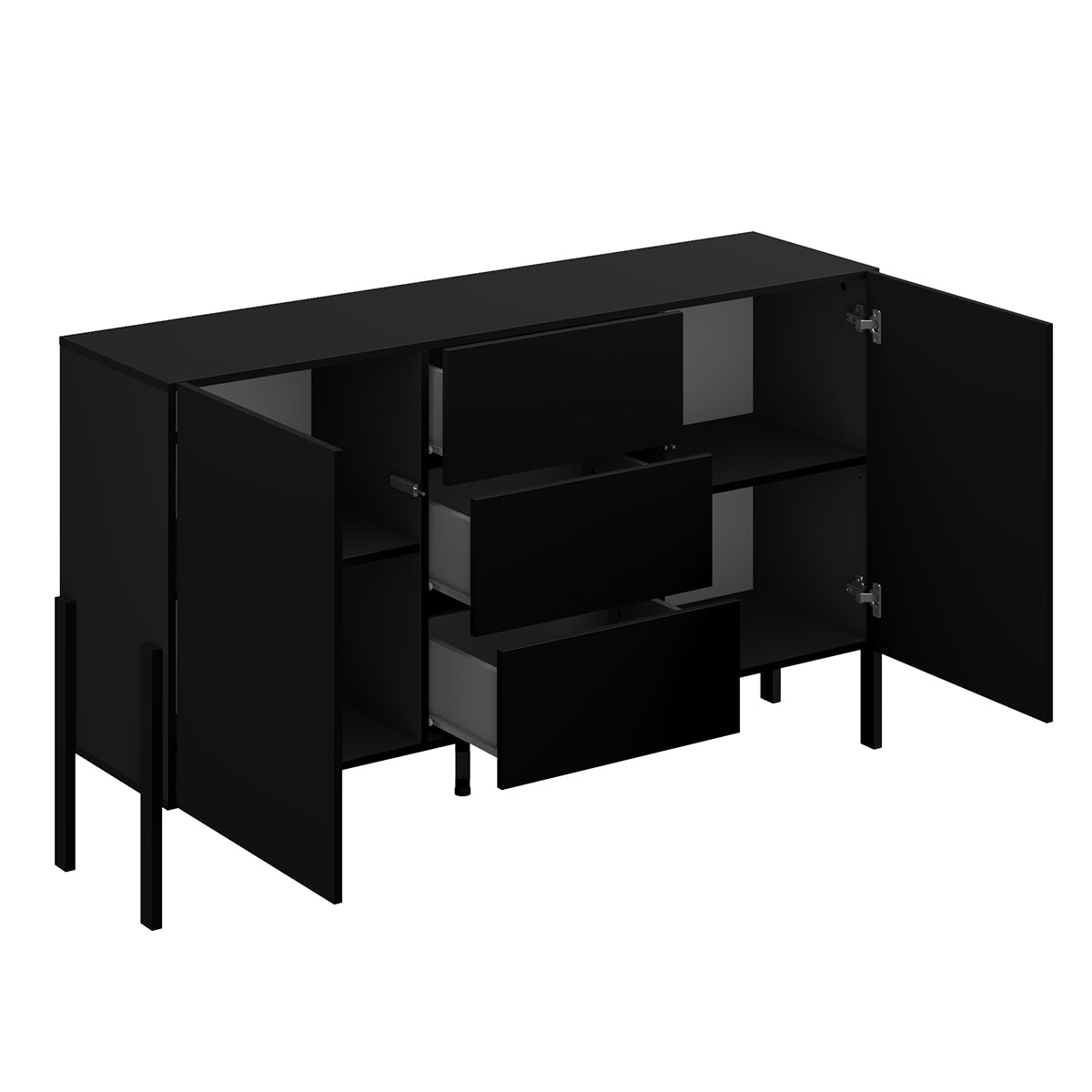 Buffet 2 portes 3 tiroirs Bérénice Noir - vue 4