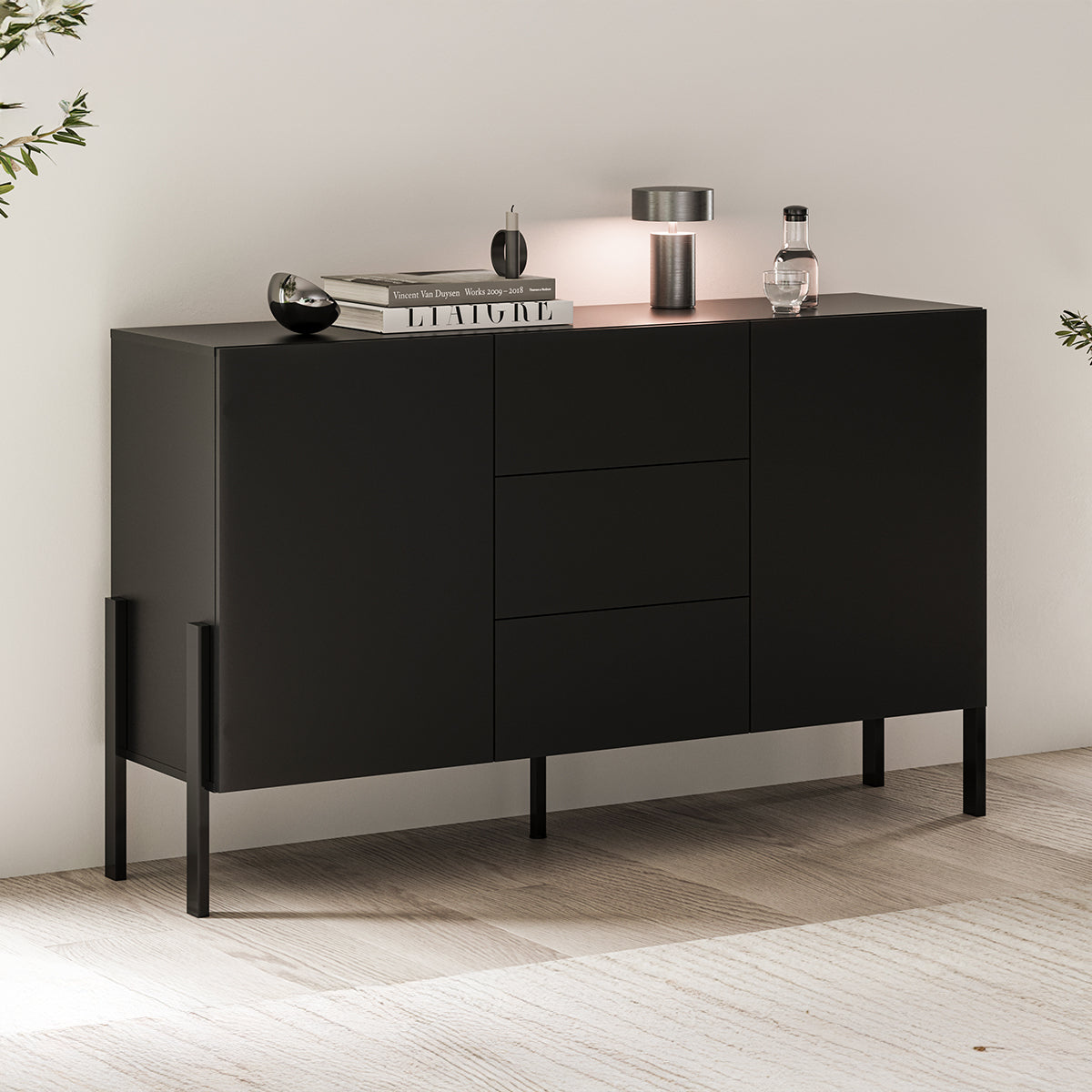 Buffet 2 portes 3 tiroirs Bérénice Noir - vue 3