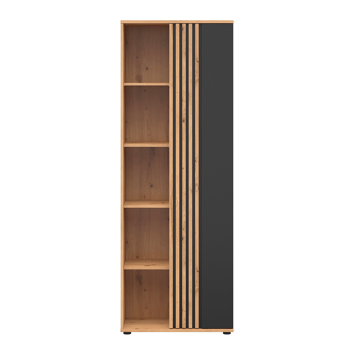 Armoire 1 porte Ezra Bois et Noir - vue 2