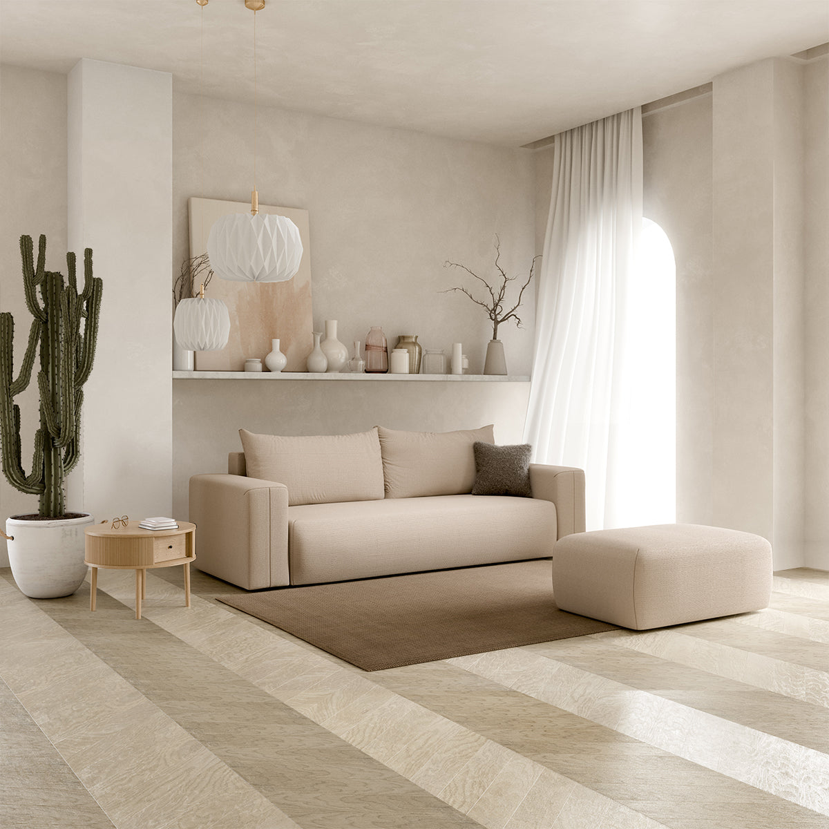 Canapé convertible 3 places coffre Bliss Beige - vue 3