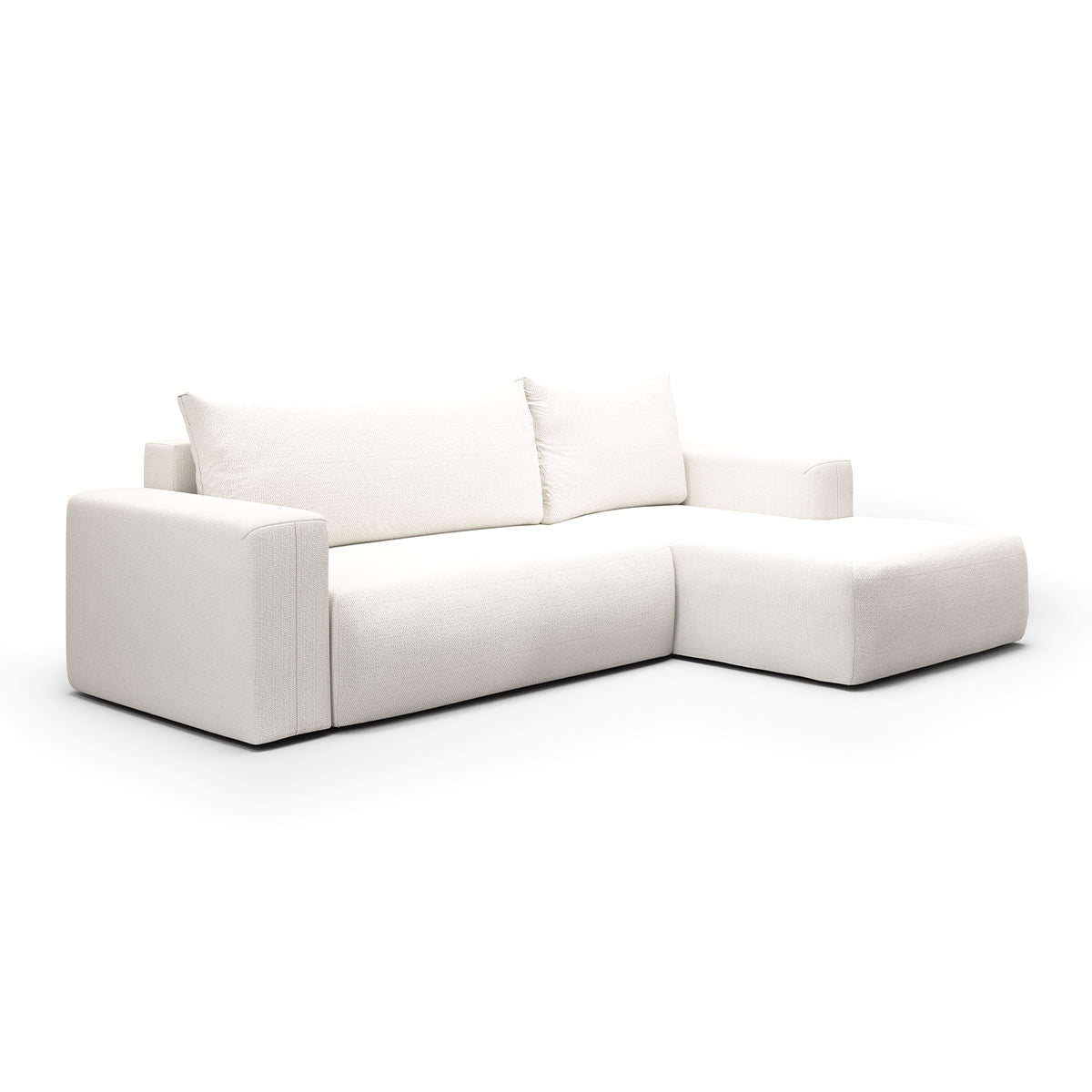 Canapé d'angle convertible droite 3 places coffre Bliss Blanc Cassé