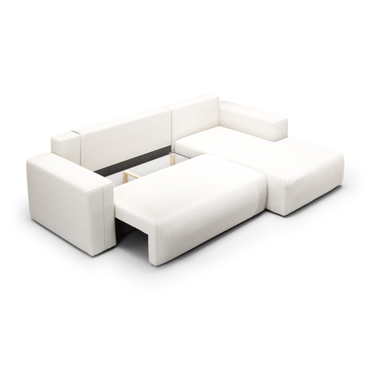 Canapé d'angle convertible droite 3 places coffre Bliss Blanc Cassé - vue 4