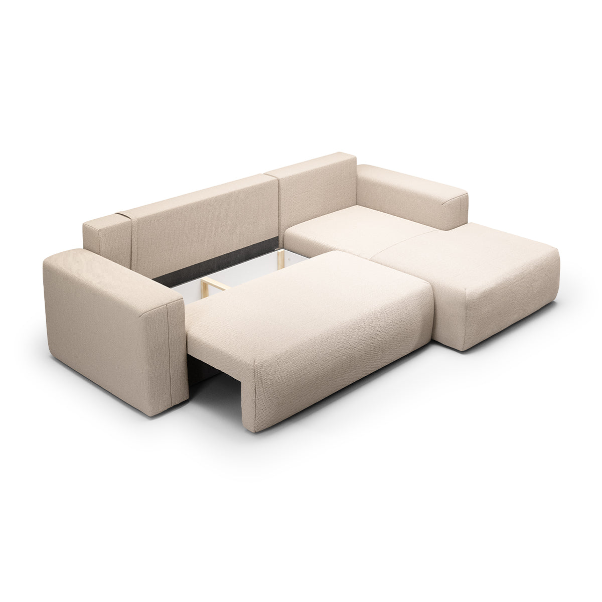 Canapé d'angle convertible droite 3 places coffre Bliss Beige - vue 4