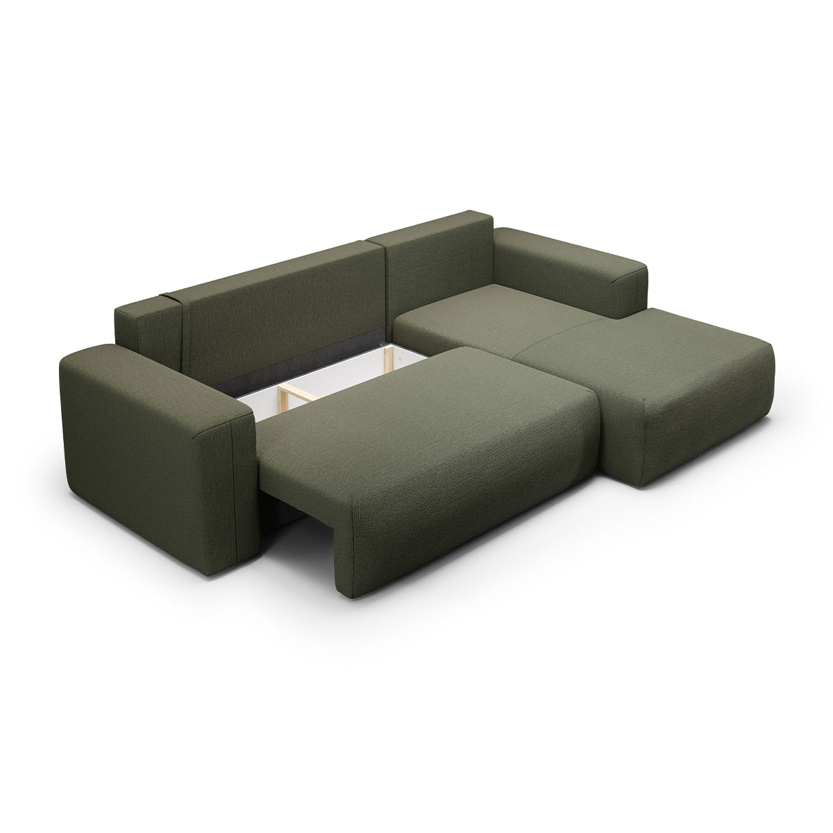 Canapé d'angle convertible droite 3 places coffre Bliss Vert Sapin - vue 4