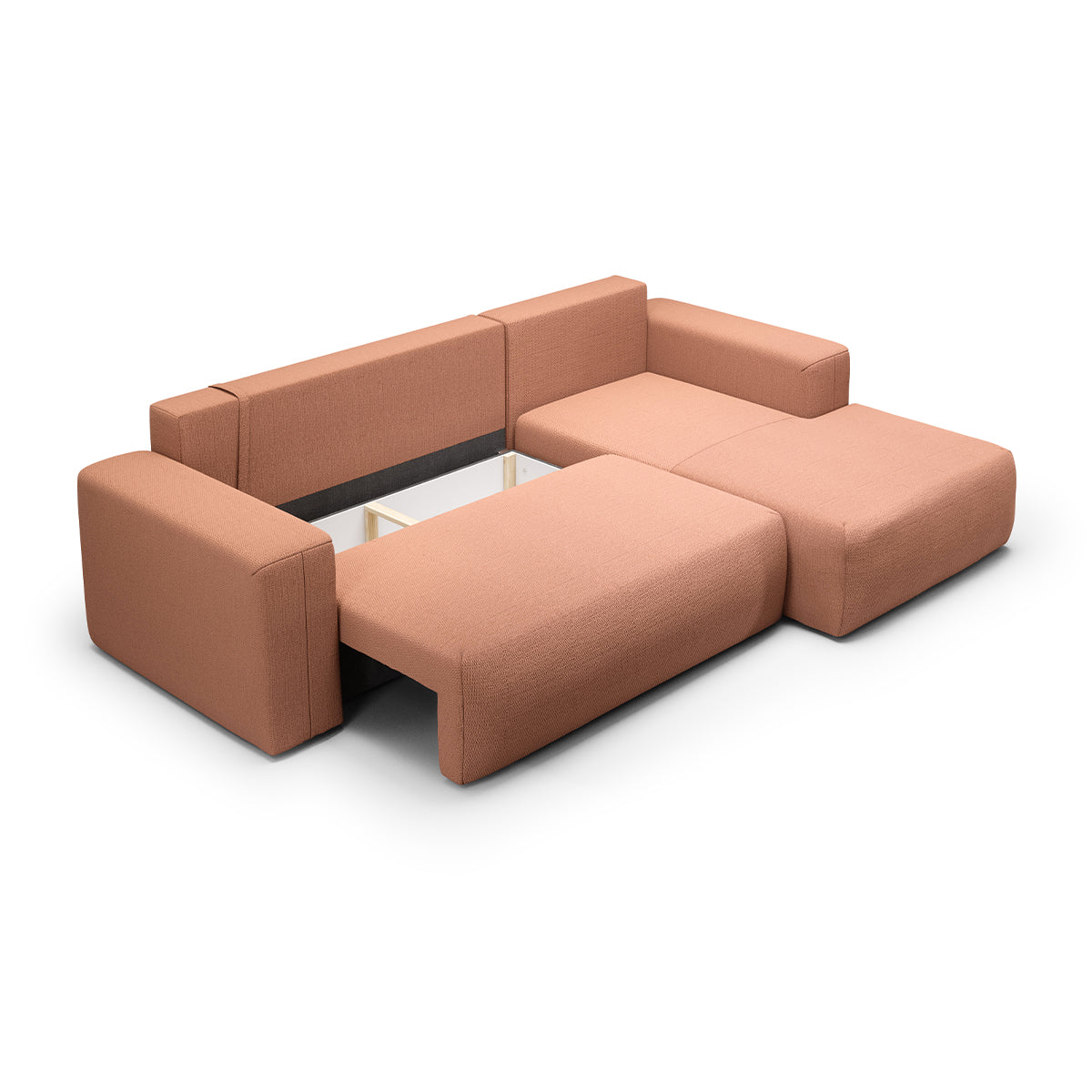 Canapé d'angle convertible droite 3 places coffre Bliss Cuivre - vue 4