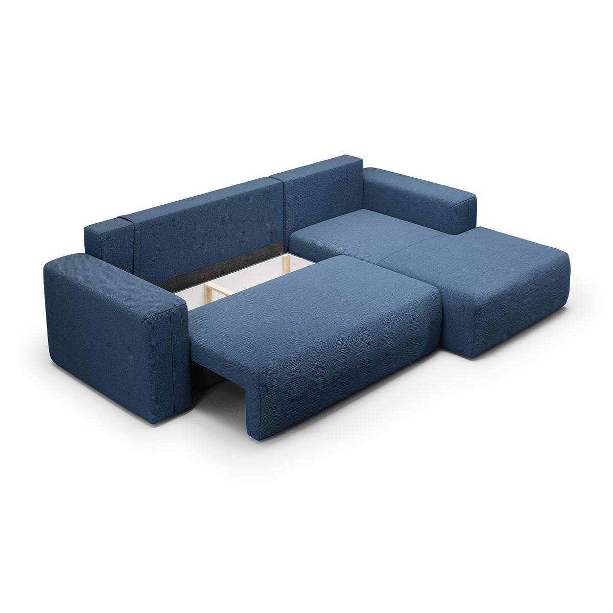 Canapé d'angle convertible droite 3 places coffre Bliss Bleu - vue 4