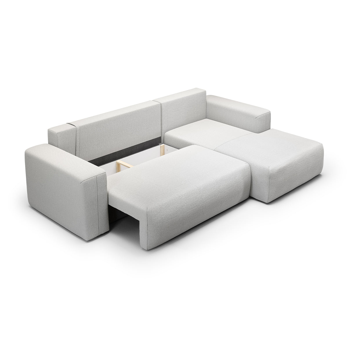 Canapé d'angle convertible droite 3 places coffre Bliss Gris clair - vue 4