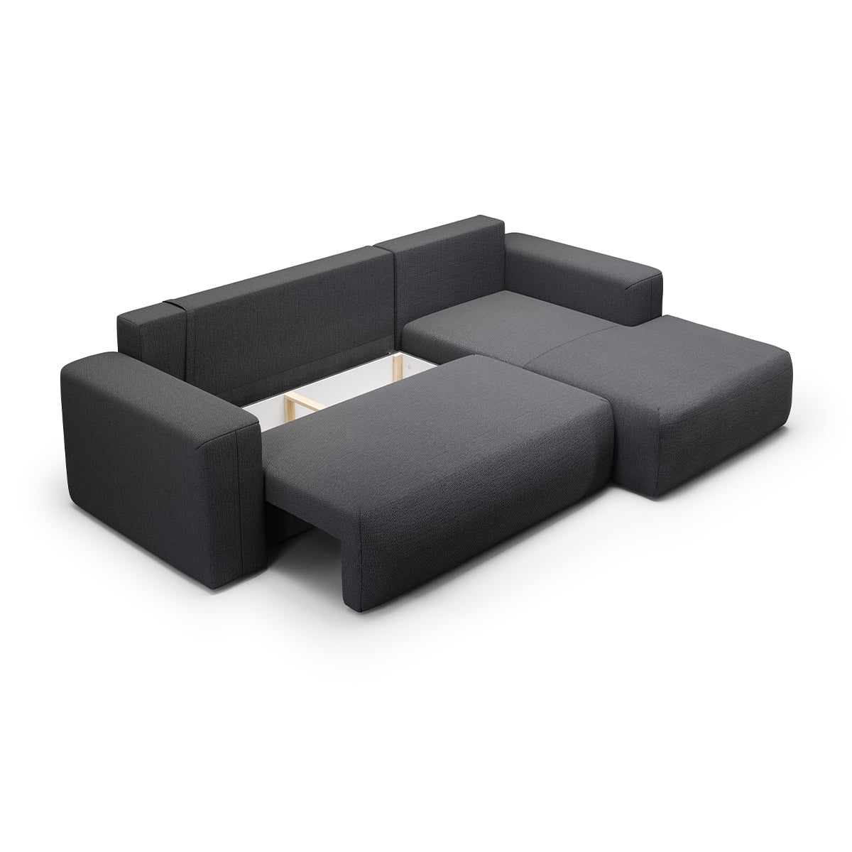 Canapé d'angle convertible droite 3 places coffre Bliss Gris foncé - vue 4