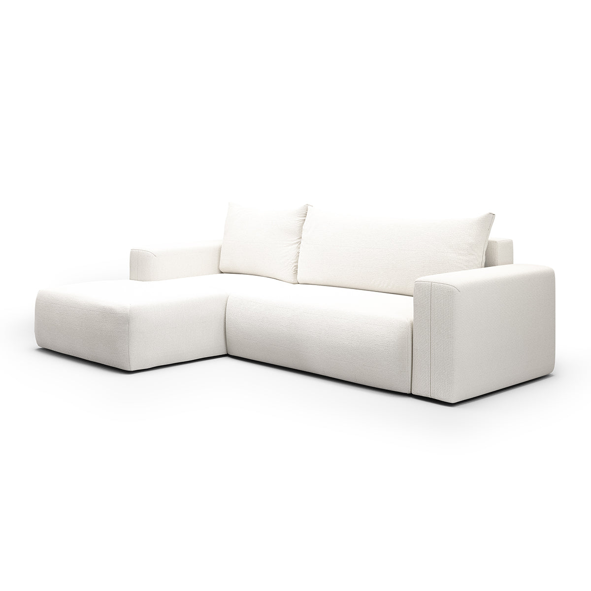Canapé d'angle convertible gauche 3 places coffre Bliss Blanc Cassé