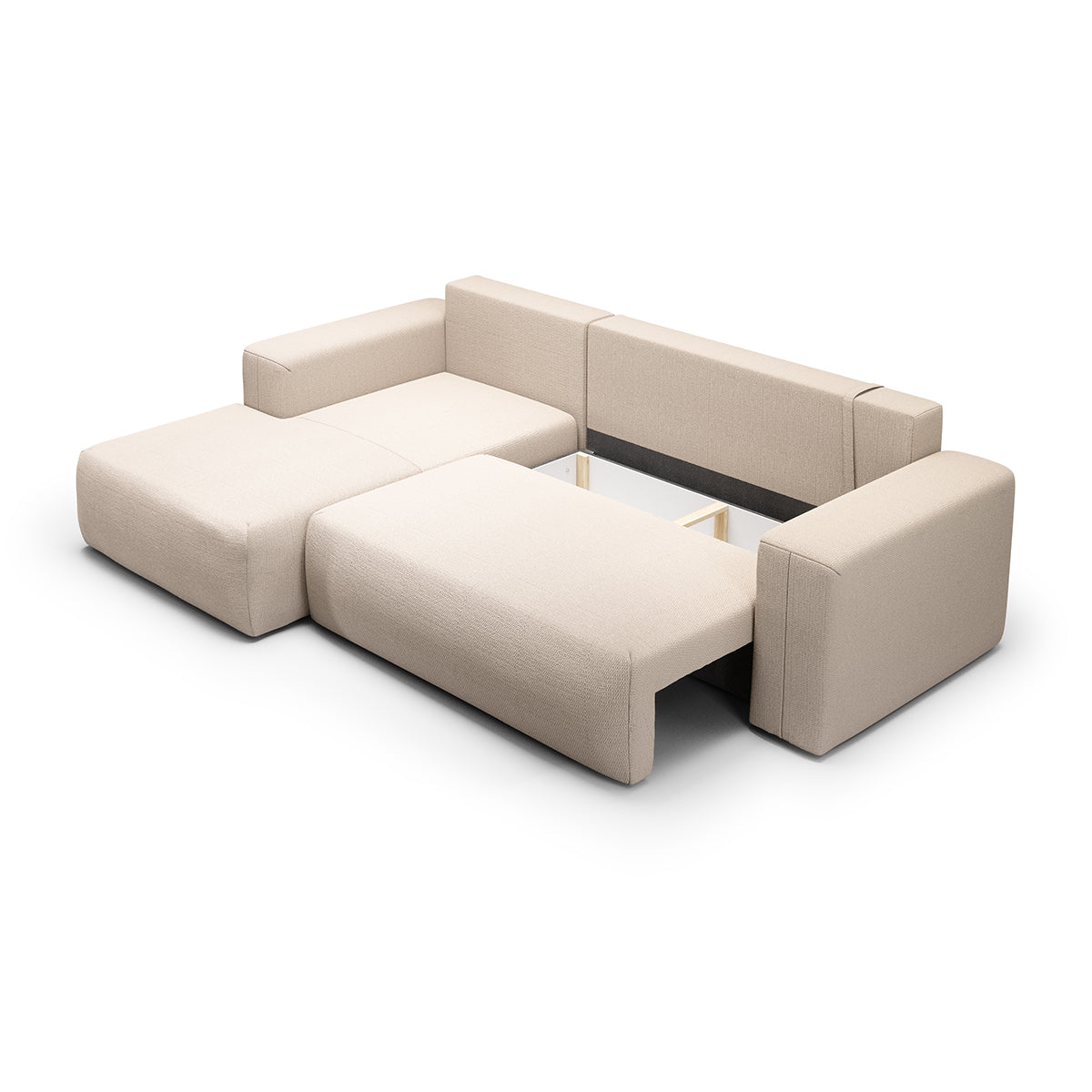 Canapé d'angle convertible gauche 3 places coffre Bliss Beige - vue 4