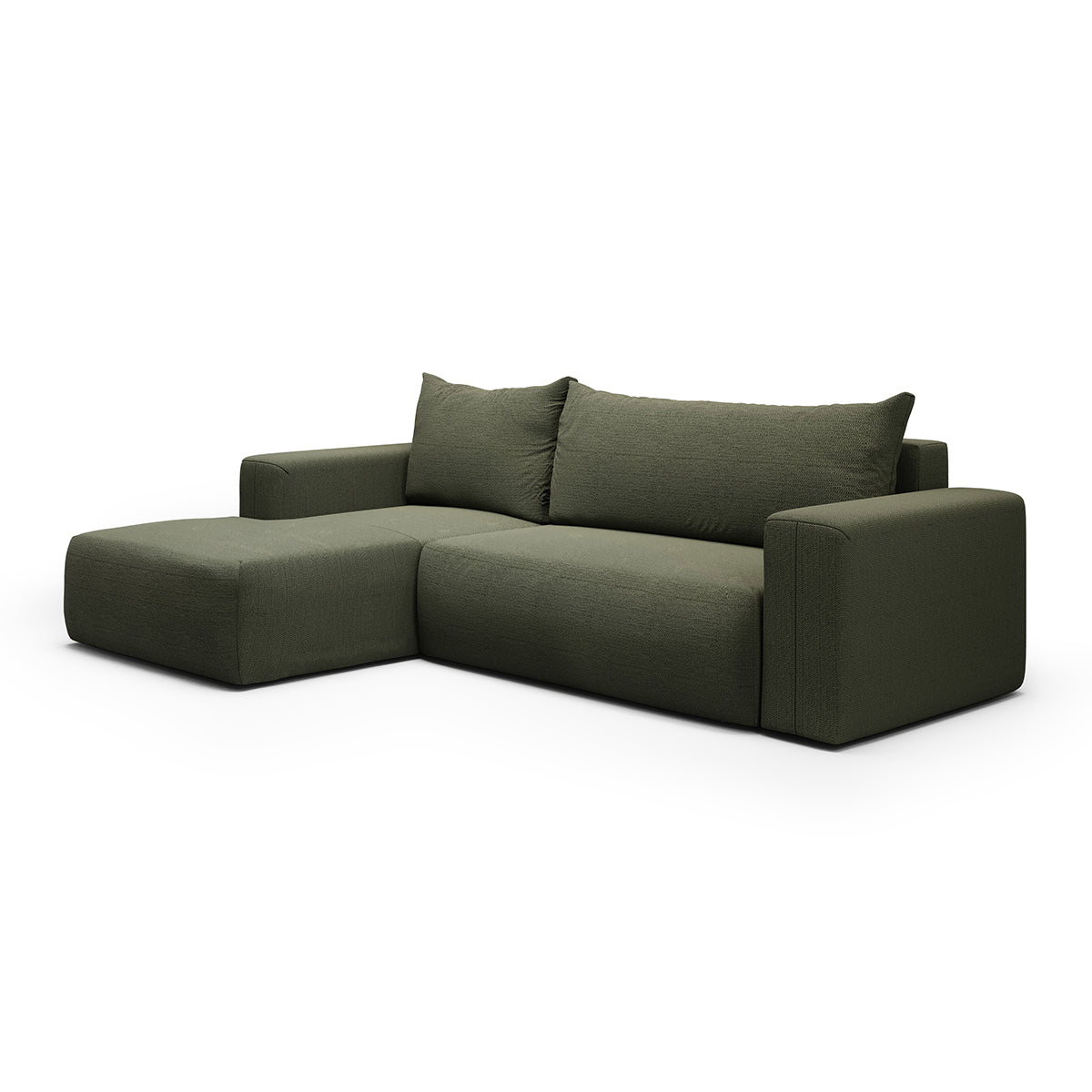 Canapé d'angle convertible gauche 3 places coffre Bliss Vert Sapin