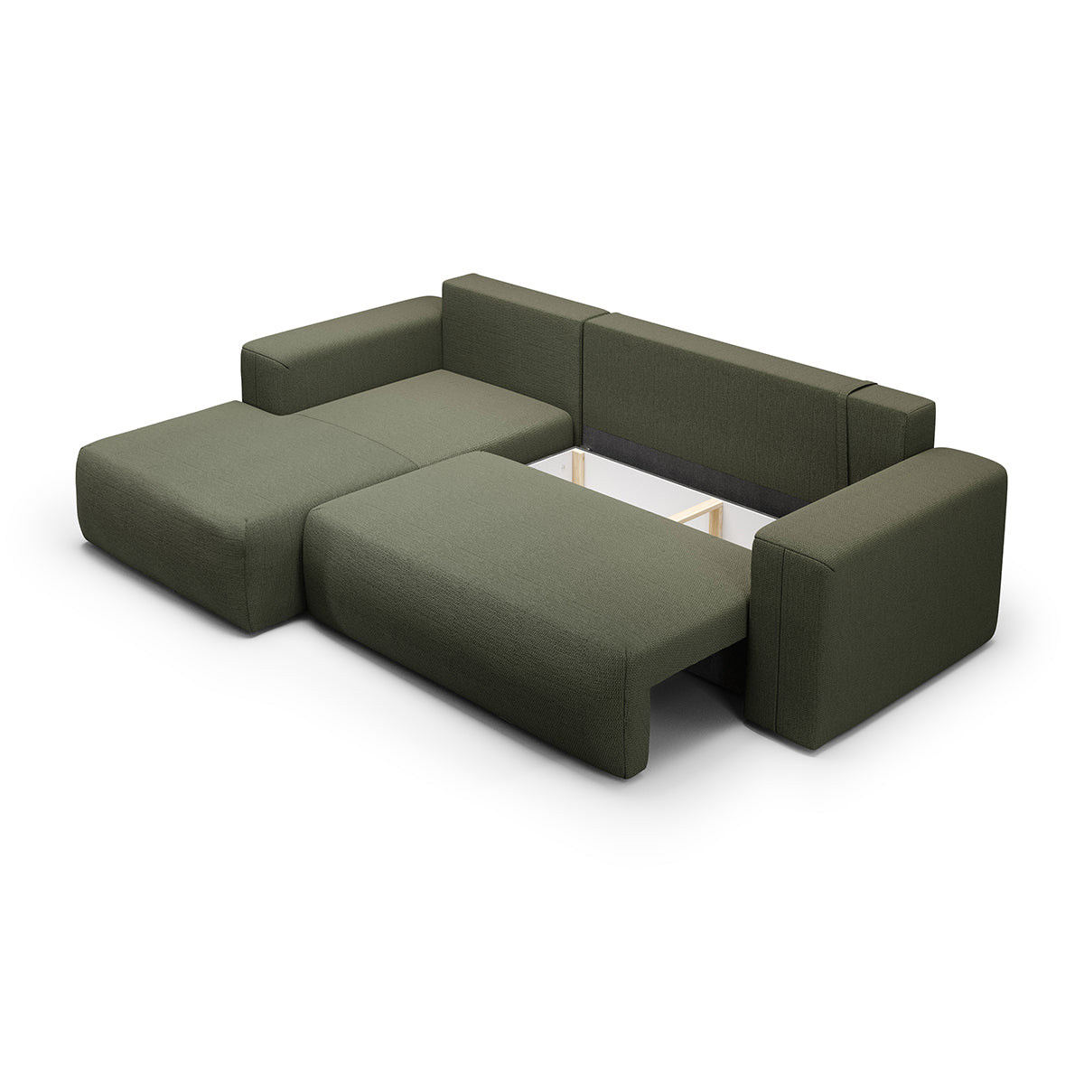 Canapé d'angle convertible gauche 3 places coffre Bliss Vert Sapin - vue 4