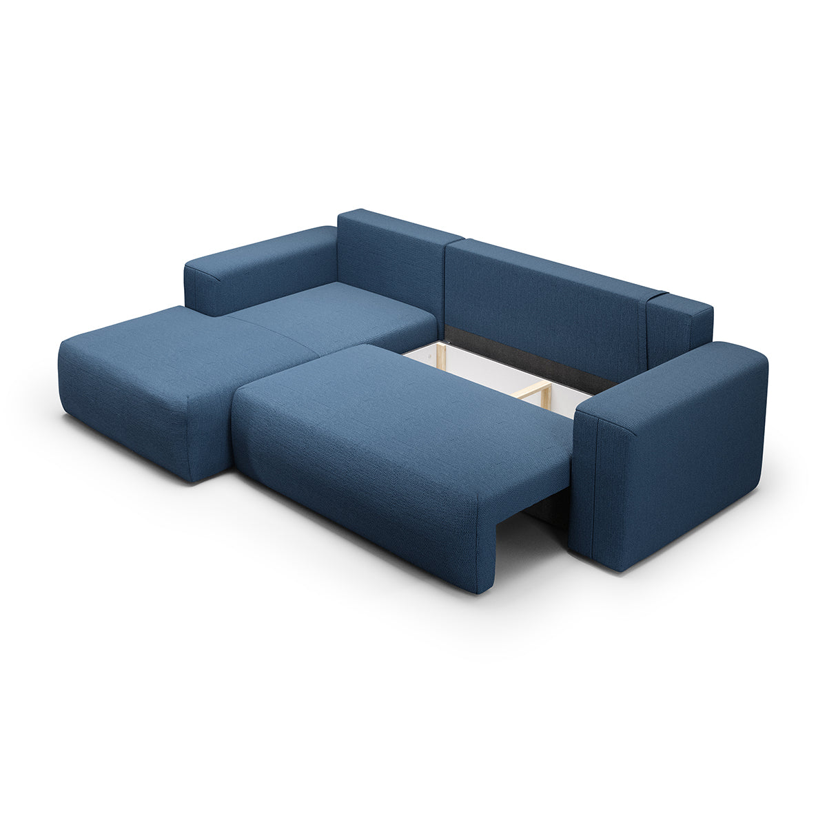 Canapé d'angle convertible gauche 3 places coffre Bliss Bleu - vue 4