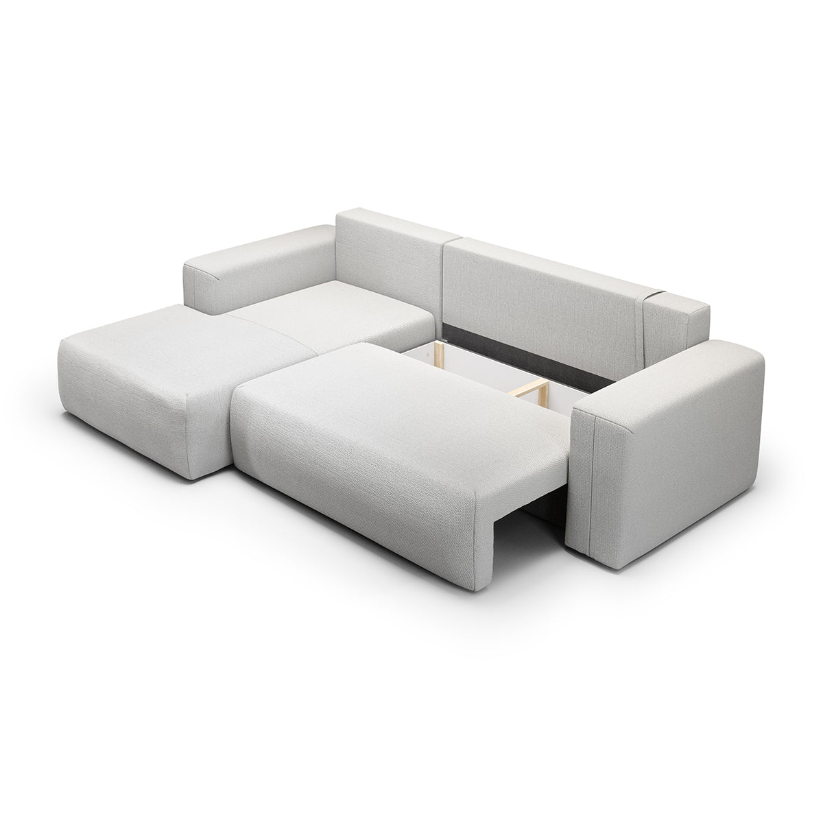 Canapé d'angle convertible gauche 3 places coffre Bliss Gris clair - vue 4