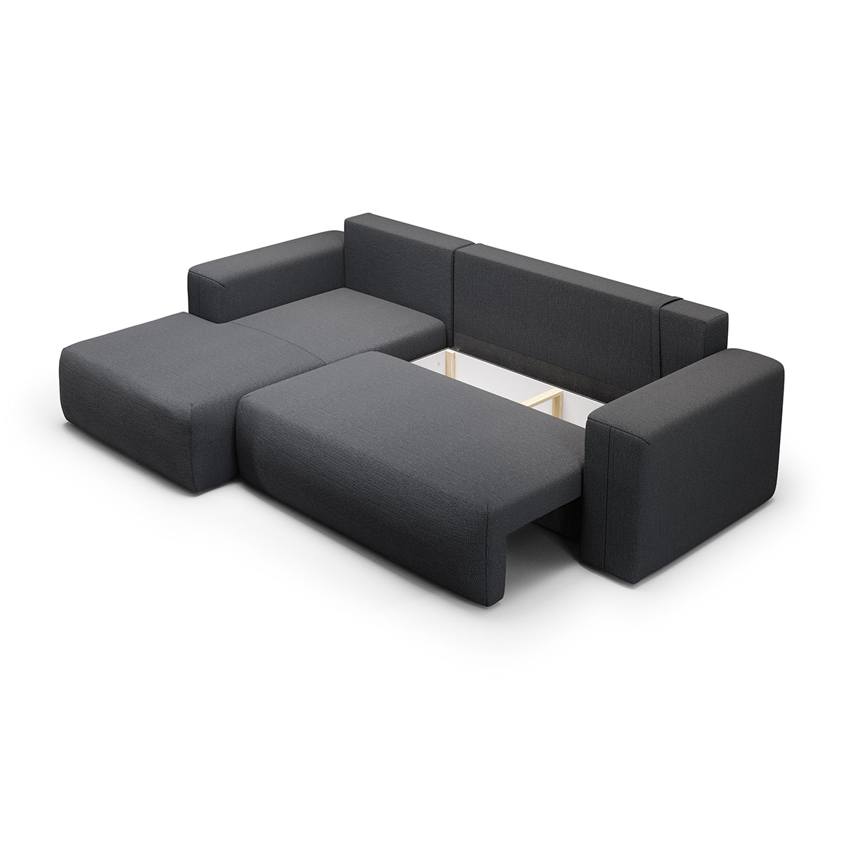 Canapé d'angle convertible gauche 3 places coffre Bliss Gris foncé - vue 4