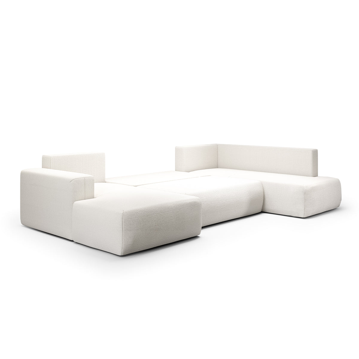 Canapé U 5 places convertible coffre Bliss Blanc Cassé - vue 3