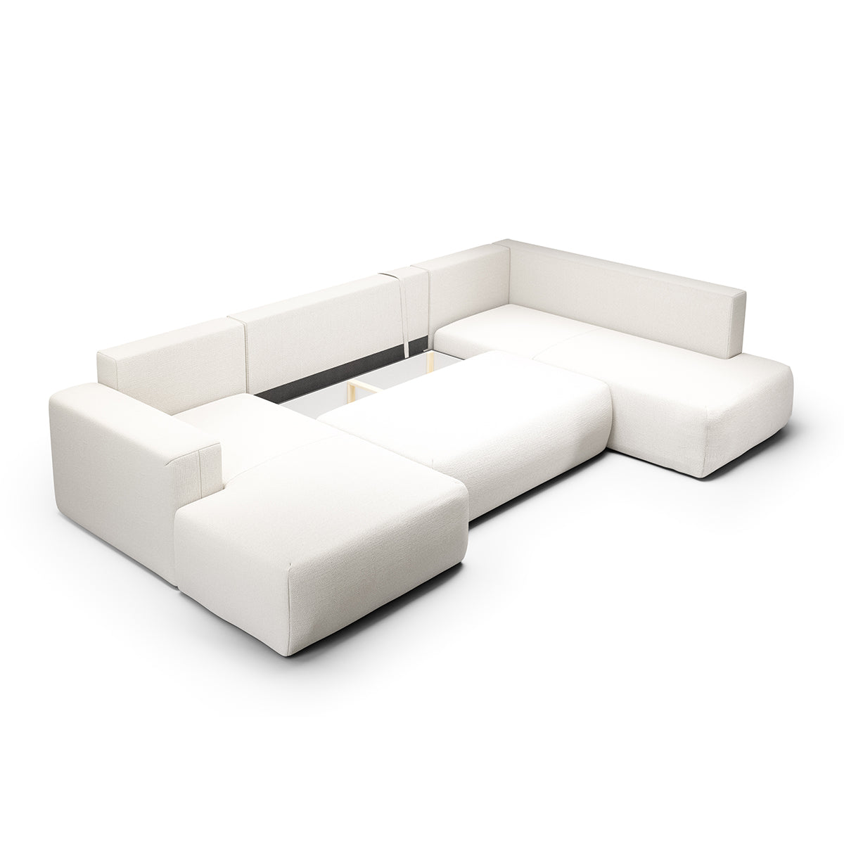 Canapé U 5 places convertible coffre Bliss Blanc Cassé - vue 4