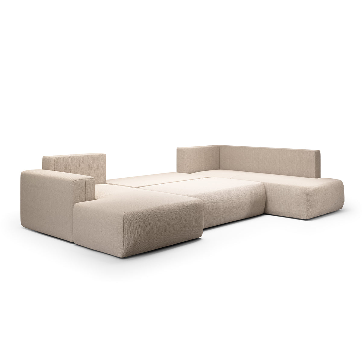 Canapé U 5 places convertible coffre Bliss Beige - vue 4
