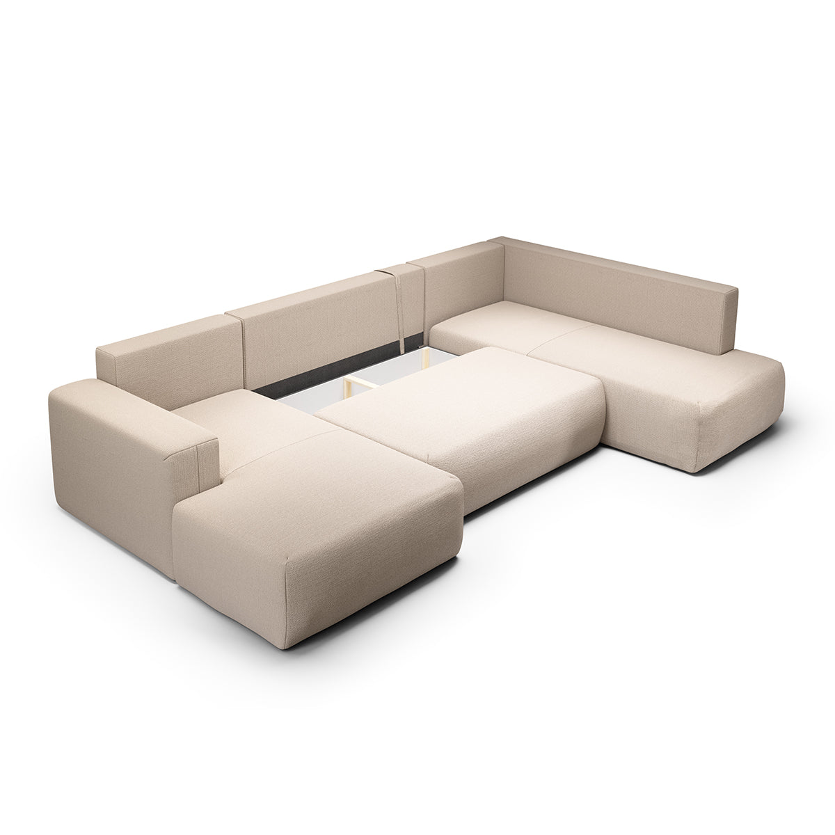 Canapé U 5 places convertible coffre Bliss Beige - vue 3