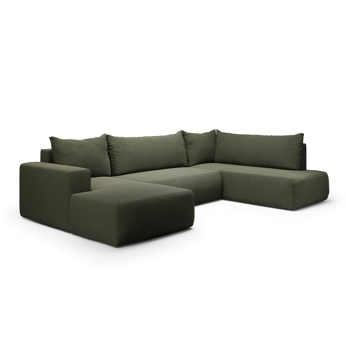 Canapé U 5 places convertible coffre Bliss Vert Sapin