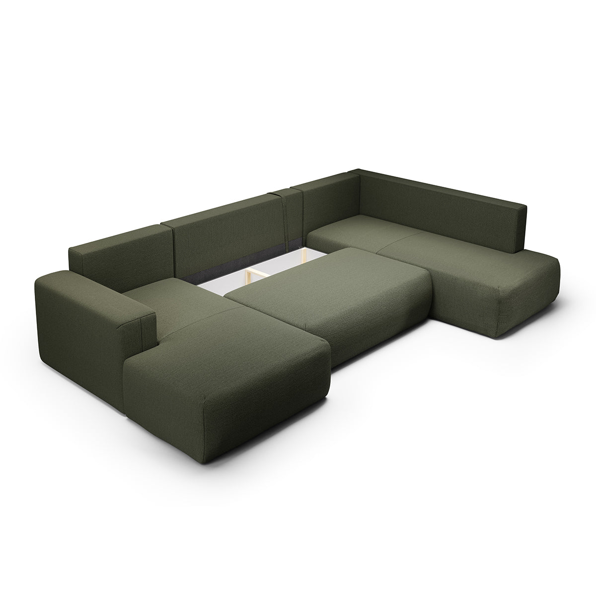 Canapé U 5 places convertible coffre Bliss Vert Sapin - vue 3