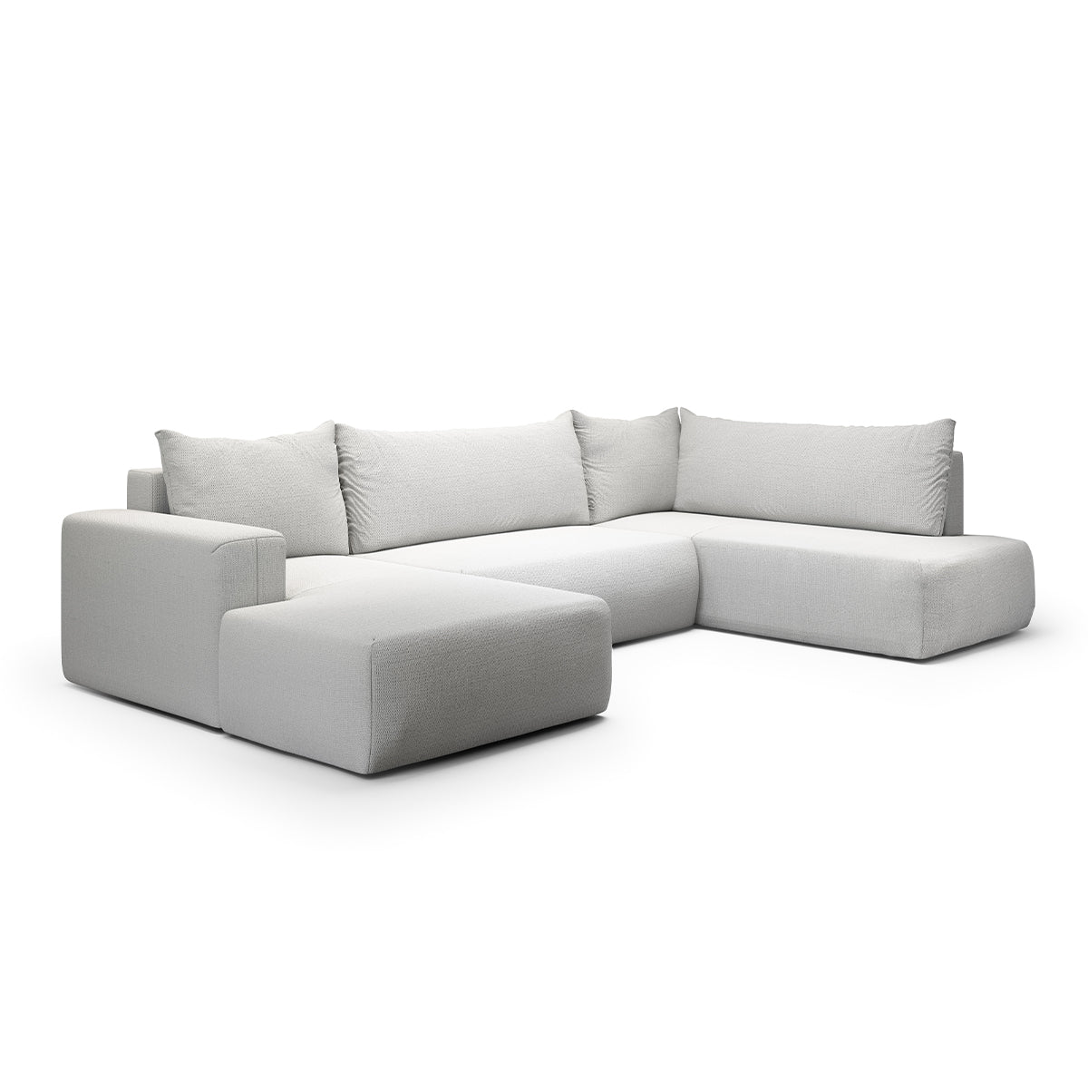 Canapé U 5 places convertible coffre Bliss Gris clair