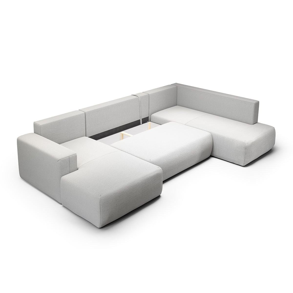 Canapé U 5 places convertible coffre Bliss Gris clair - vue 3