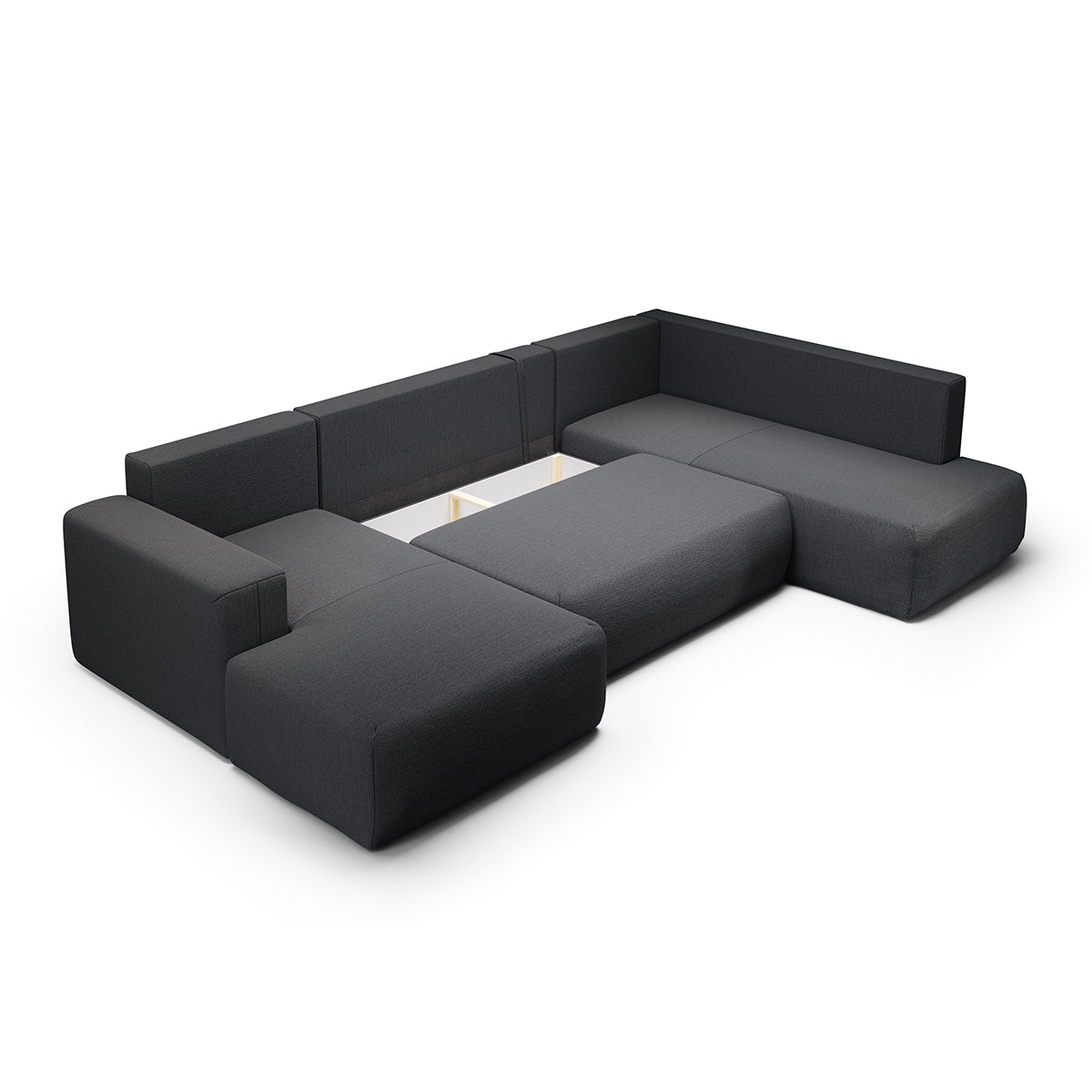 Canapé U 5 places convertible coffre Bliss Gris foncé - vue 3