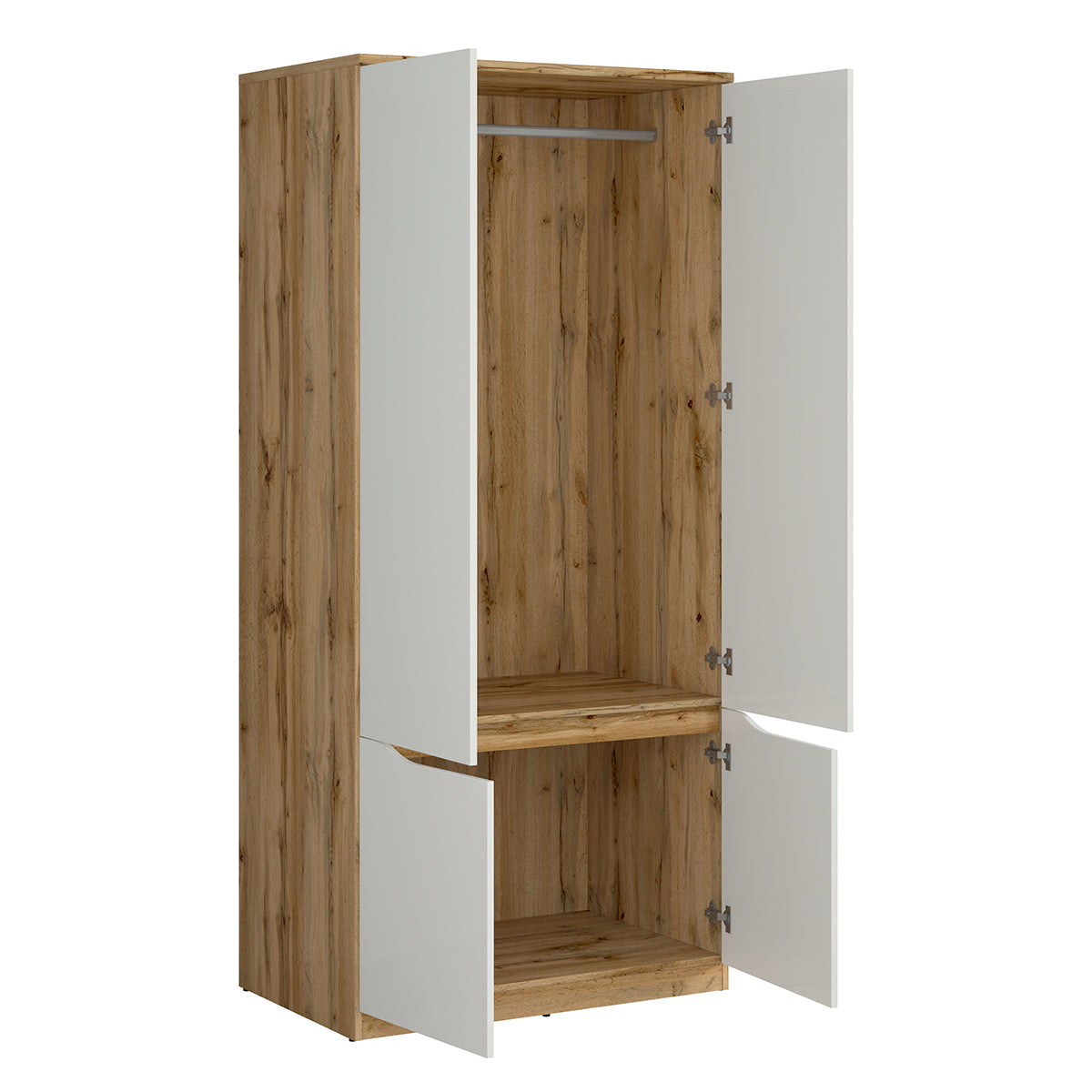 Armoire 2 portes June Blanc et Bois - vue 3