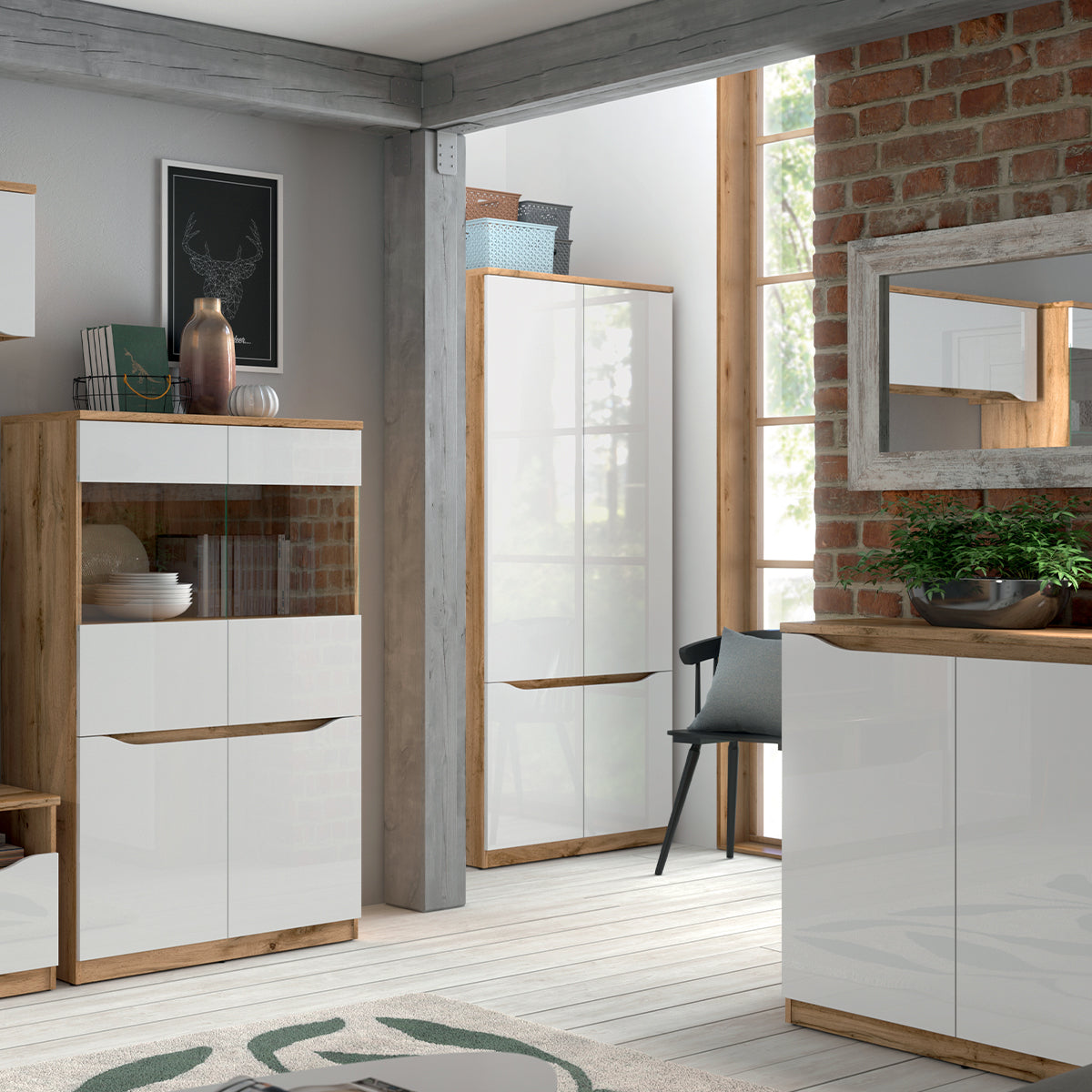 Armoire 2 portes June Blanc et Bois - vue 5