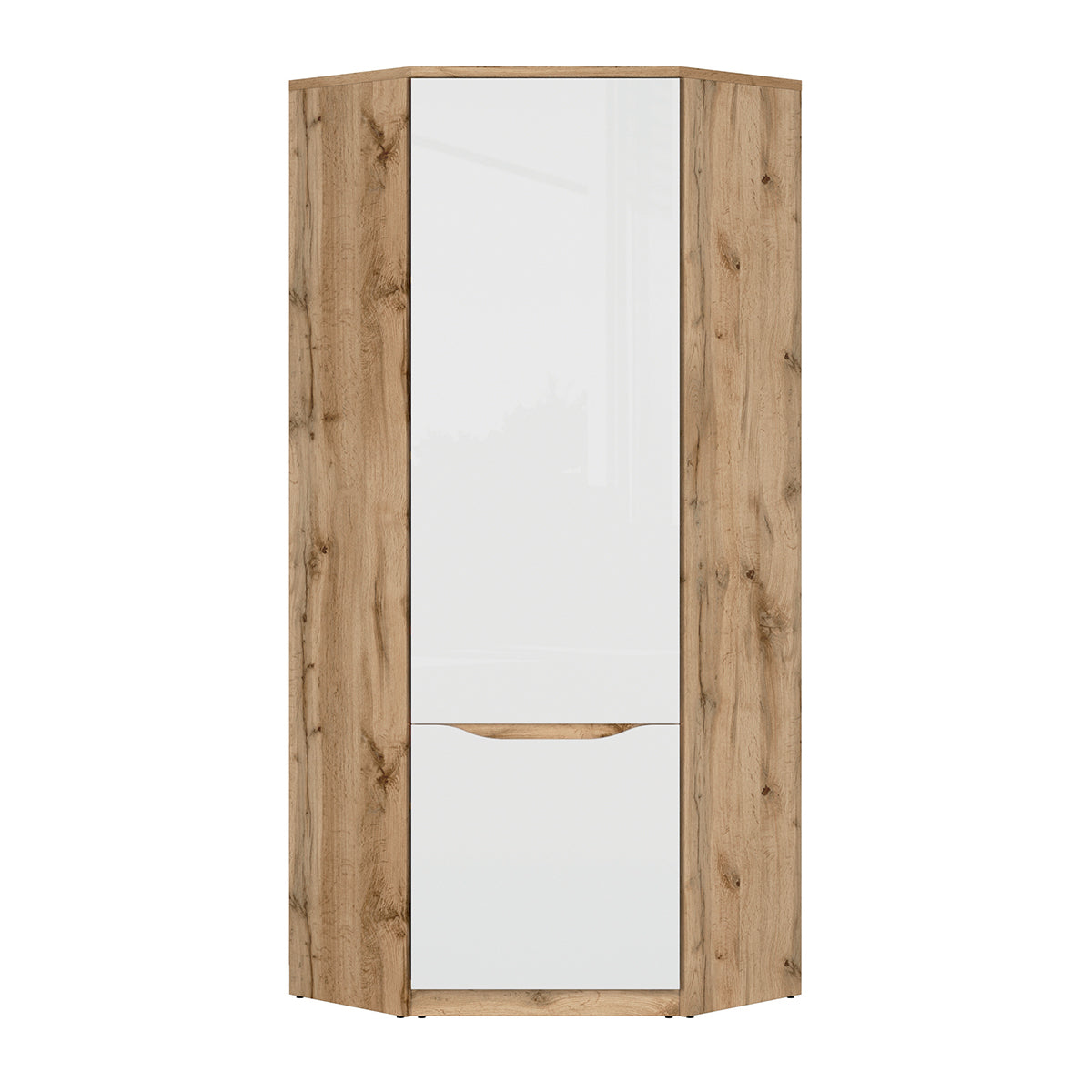 Armoire d'angle 1 porte June Blanc et Bois