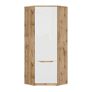 Armoire d'angle 1 porte June Blanc et Bois