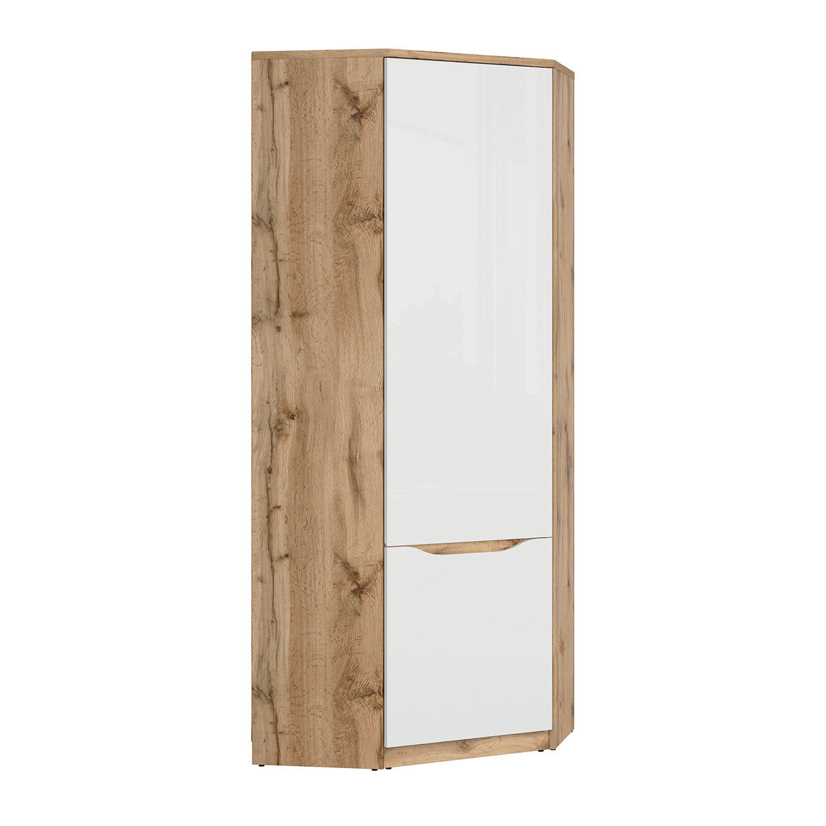 Armoire d'angle 1 porte June Blanc et Bois - vue 2